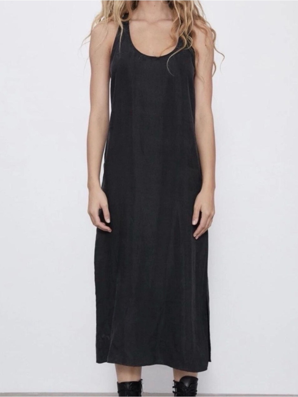 Zara Black Sleeveless Midi Tank Dress